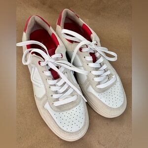 Vionic Kimmie Court Sneakers in Cream with Red. Size 7.5